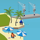 Illustration "Das Meer als Lebens- und Wirtschaftsraum" Ausschnitt einer Illustration: Strand zeigt Meer als Ökosystem und Wirtschaftsraum